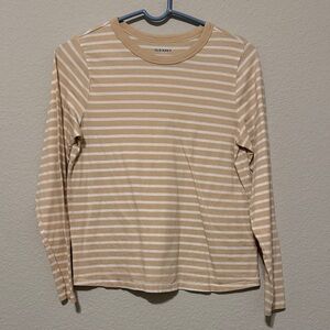 Old Navy Beige and White Striped Top
